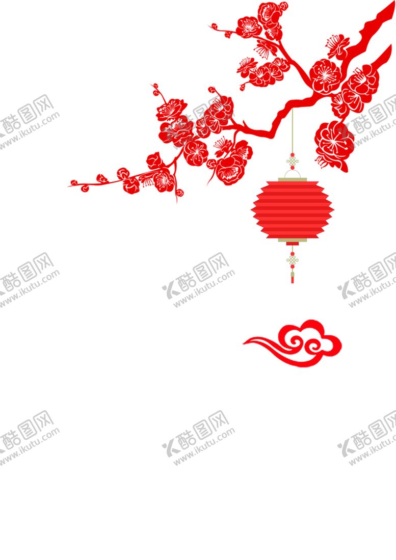 编号：90124603270234342533【酷图网】源文件下载-中国风灯笼梅花元素PNG
