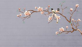 花鸟画玉兰背景墙