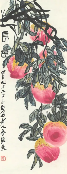 齐白石国画中式山水墙绘书法