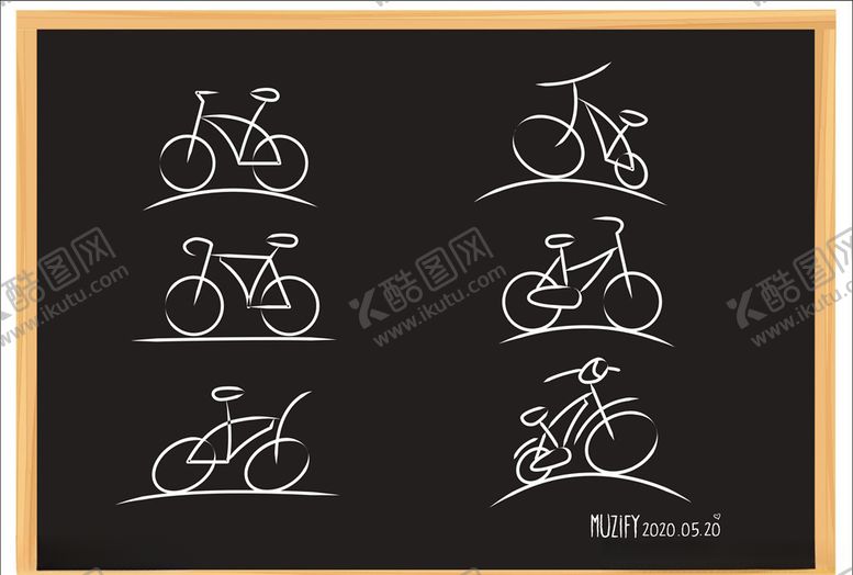 编号：16132610131251029575【酷图网】源文件下载-6款入自行车粉笔画