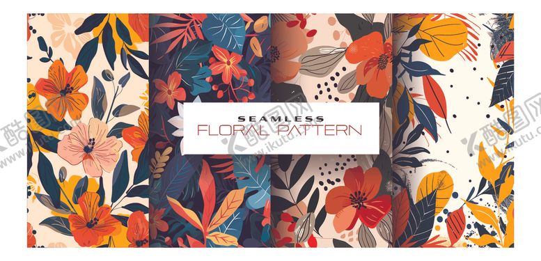 编号：53062009230744213859【酷图网】源文件下载-多彩花卉图案装饰背景