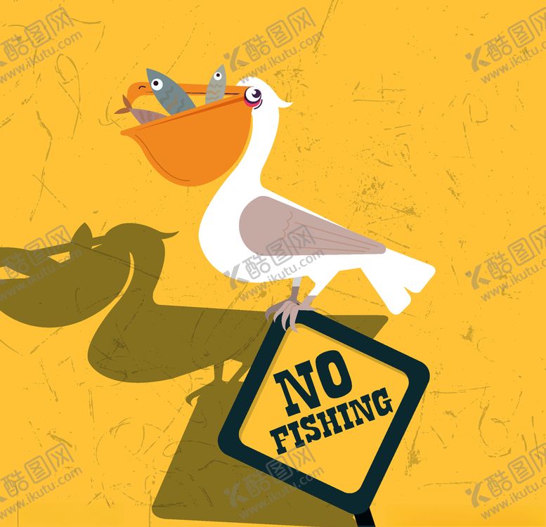 编号：65830907070613391757【酷图网】源文件下载-创意禁渔警示牌上的鹈鹕