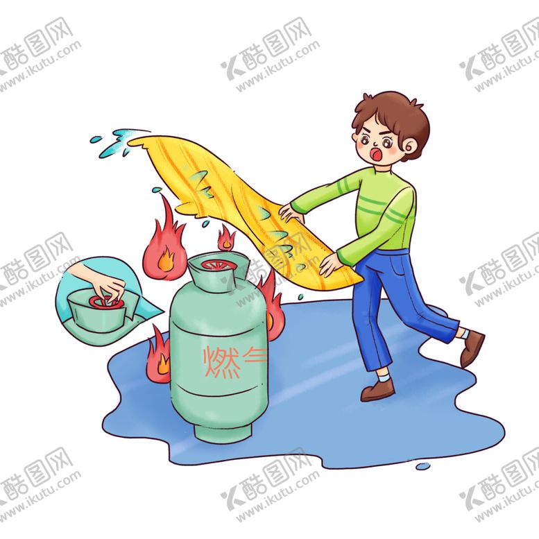 编号：58141309290437103527【酷图网】源文件下载-预防火灾人物卡通火警海报素材