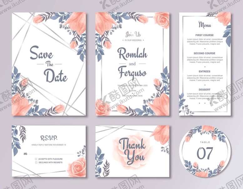 编号：53905304011808488500【酷图网】源文件下载-花卉婚礼请柬