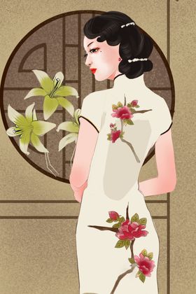 国潮少女插画