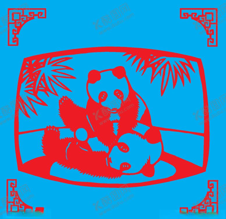 编号：12837109151004106678【酷图网】源文件下载-熊猫剪纸