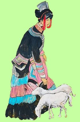彝族美女图案素材