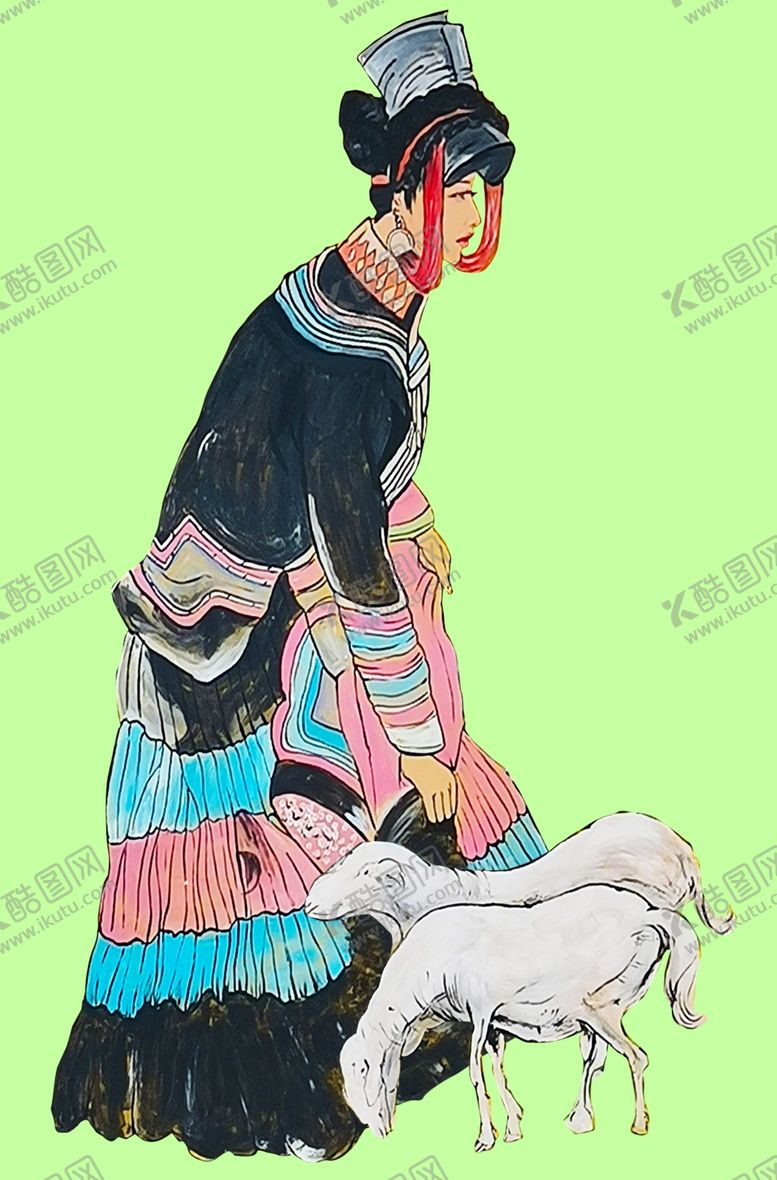 编号：17088607010243051234【酷图网】源文件下载-彝族美女图案素材