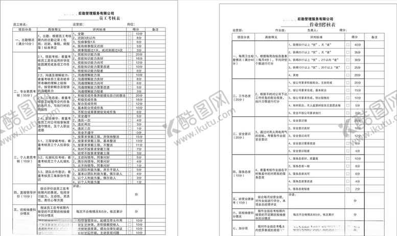 编号：39391307022336014754【酷图网】源文件下载-员工考核表