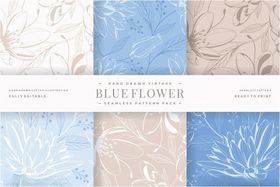 森系手绘花卉植物图案