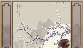 花鸟画梅花背景墙