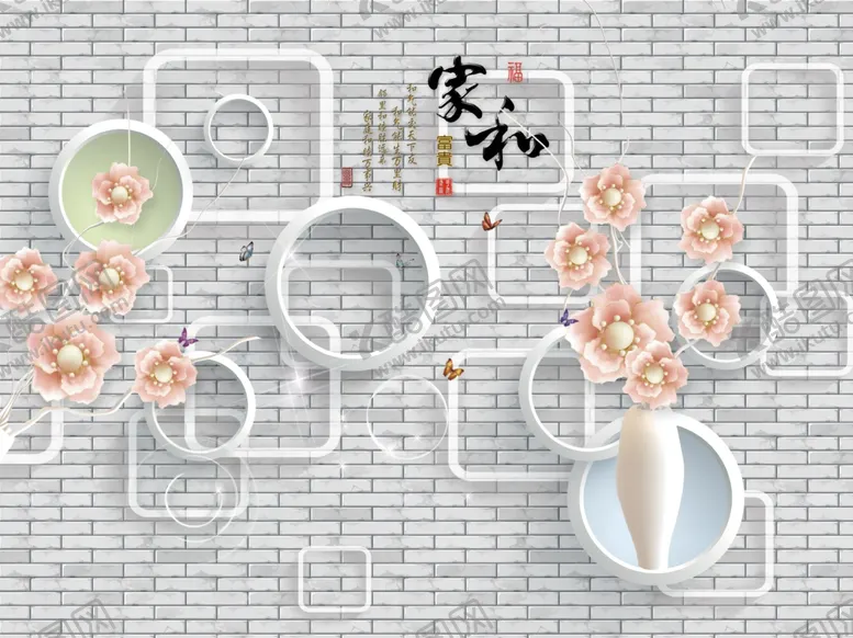 编号：93137506180516082863【酷图网】源文件下载-中式背景墙
