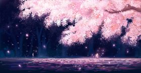 樱花树插画卡通背景素材