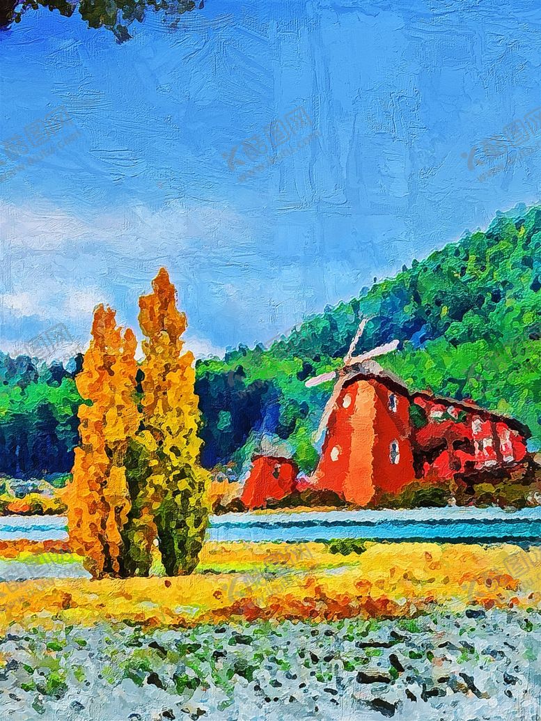 编号：33390909230722556439【酷图网】源文件下载-唯美乡村风油画装饰