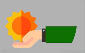 卡通手托起太阳