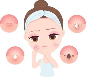女孩做面膜保养插画