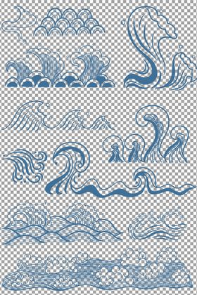 手绘水浪水波纹