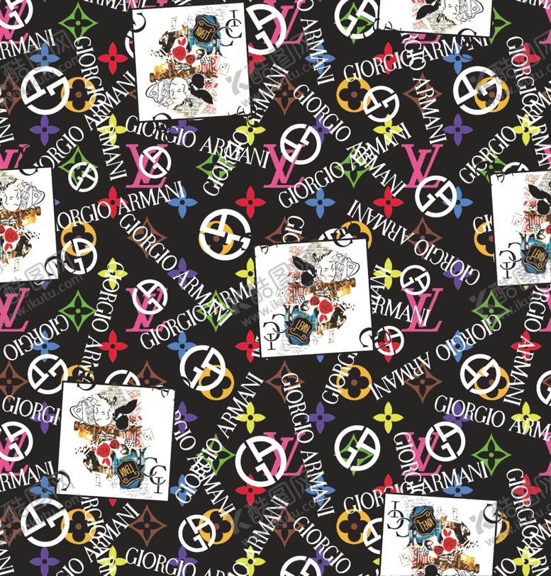 编号：77855109302353039615【酷图网】源文件下载-大牌米奇LV数码字母