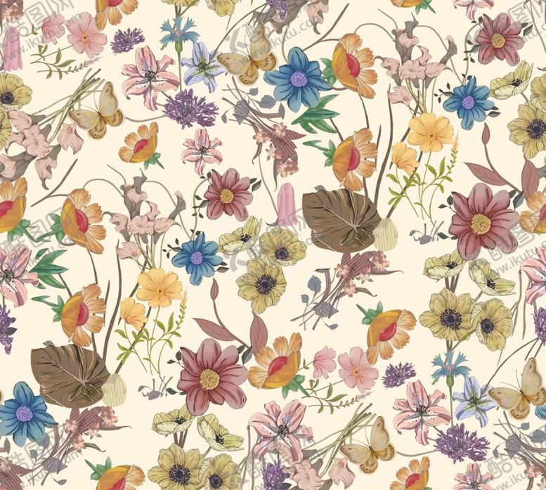 编号：38054504081322268744【酷图网】源文件下载-缤纷水彩花卉图案背景