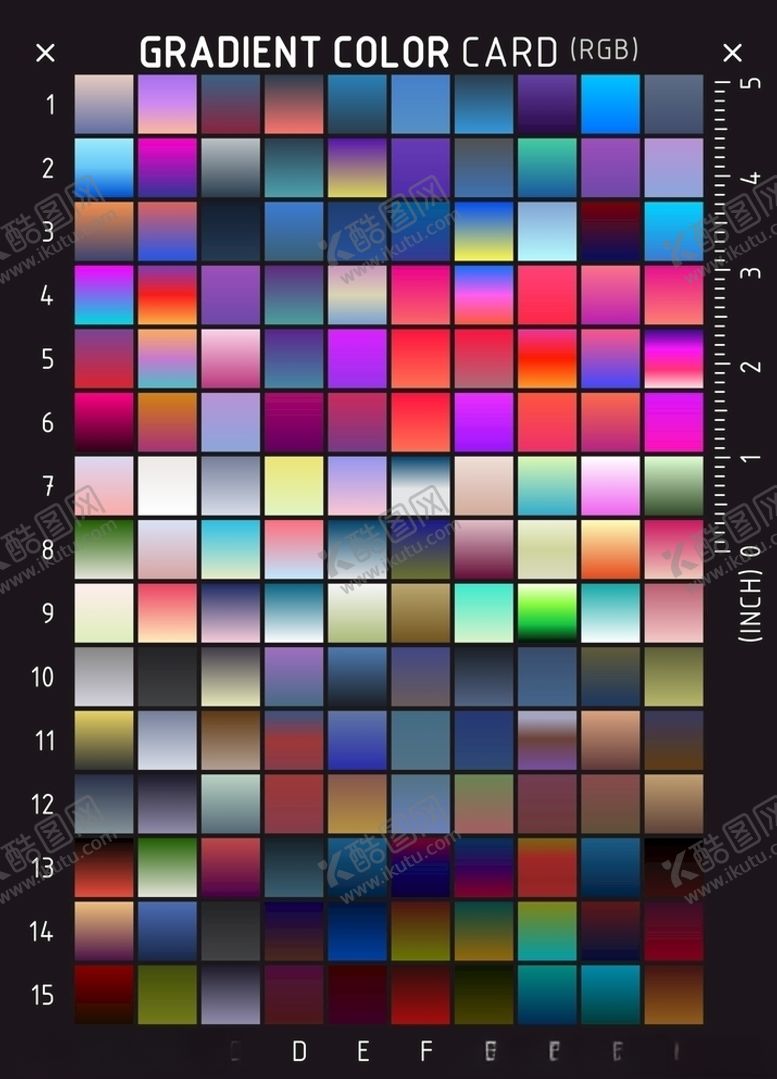 编号：15132409262011233591【酷图网】源文件下载-高级渐变色卡实用渐变色谱
