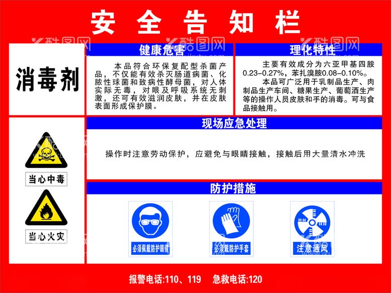 编号：59825912151453194209【酷图网】源文件下载-消毒剂安全告知栏