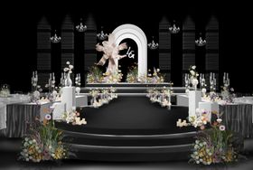 优雅黑色系婚礼舞台布置