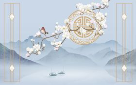 鸟语花香工笔花鸟背景墙