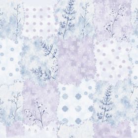 淡蓝紫花卉拼接水彩图案