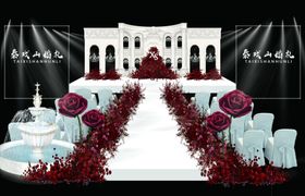浪漫红白色婚礼场景布置
