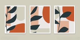 几何植物图案装饰画