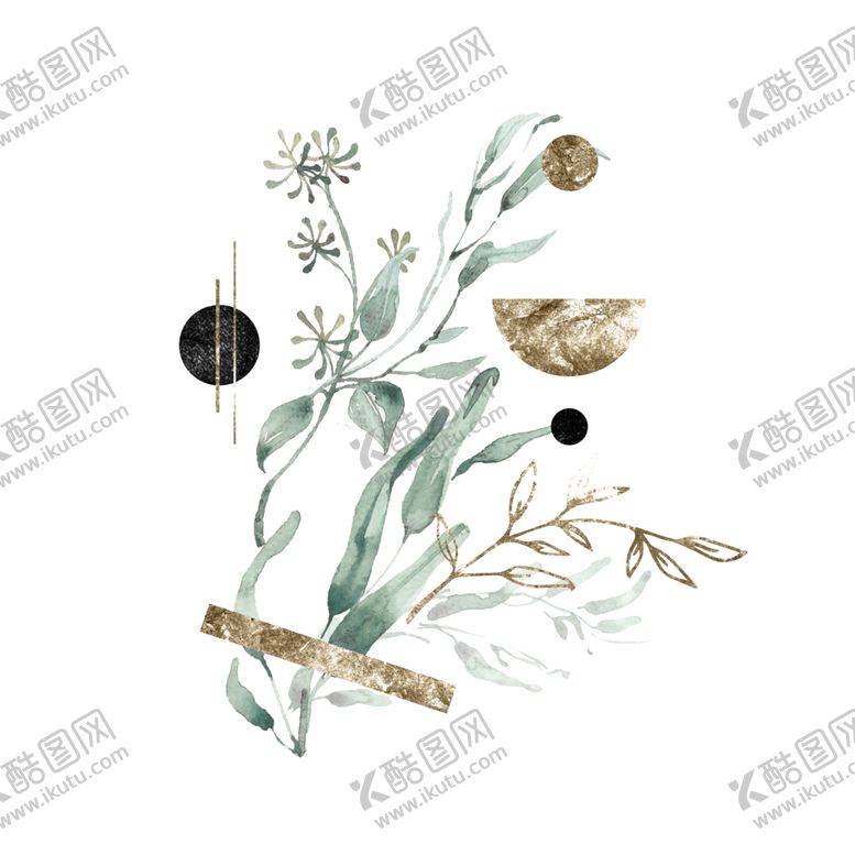 编号：34345305191142075240【酷图网】源文件下载-小清新水彩植物树枝