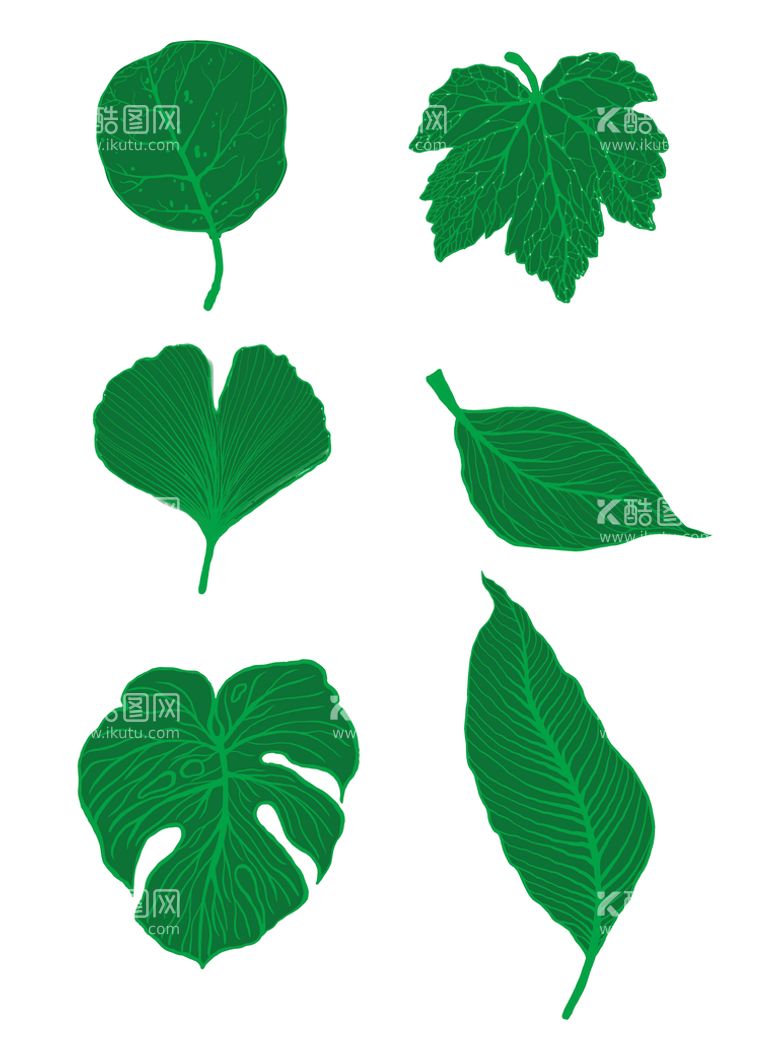编号：72468109180858363529【酷图网】源文件下载-手绘绿色植物树叶素材