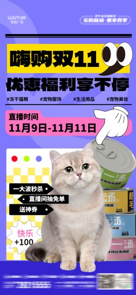 商场双十一促销宠物专场直播主播海报