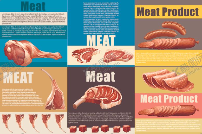 编号：59369709111439263873【酷图网】源文件下载-不同肉类的信息图表