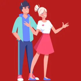 手绘情侣恋人卡通爱男女