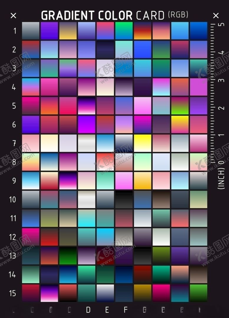 编号：66342909221007052145【酷图网】源文件下载-高级渐变色卡实用渐变色谱