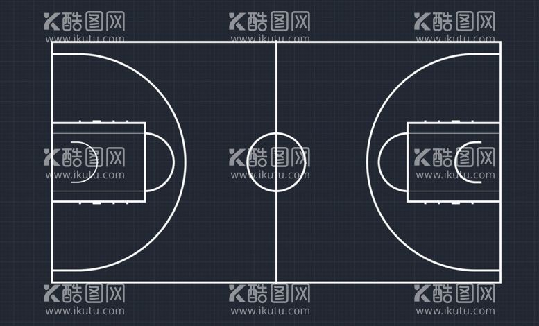 编号：37587912191618235349【酷图网】源文件下载-标准篮球场场地线