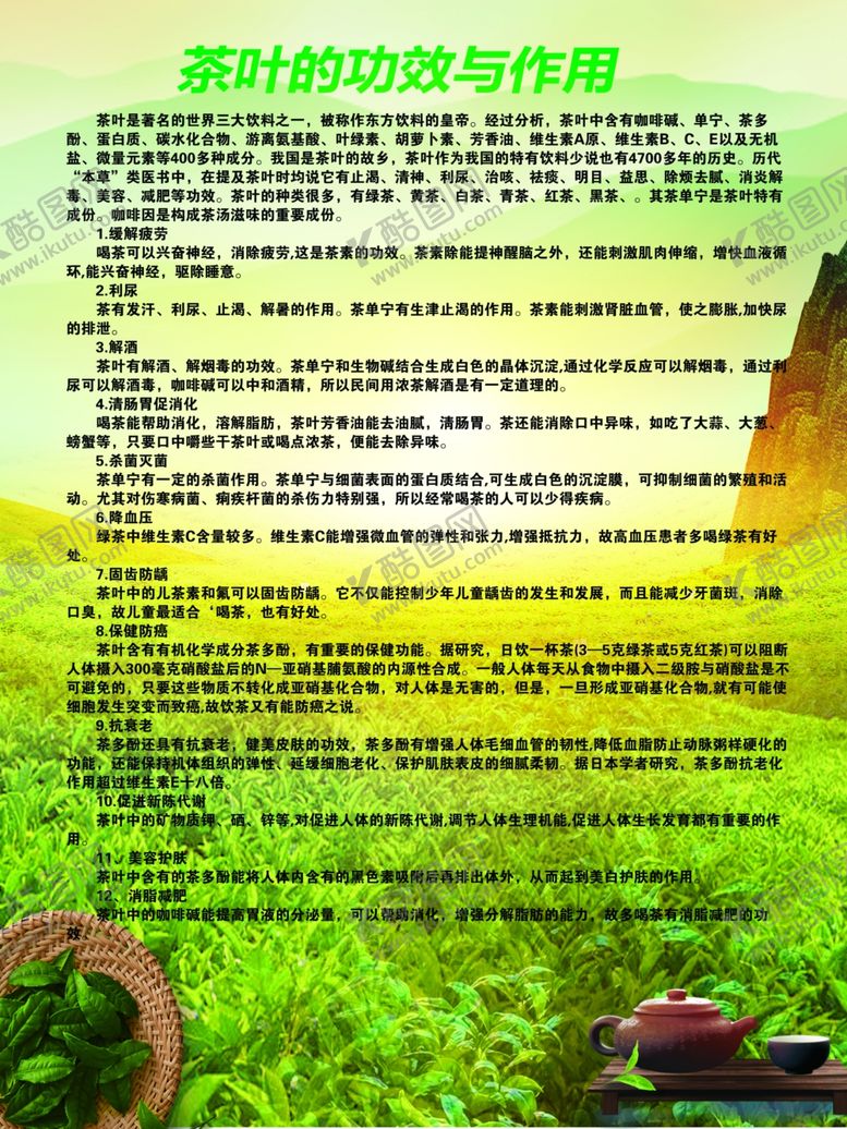 编号：85099910201130509662【酷图网】源文件下载-茶叶功效