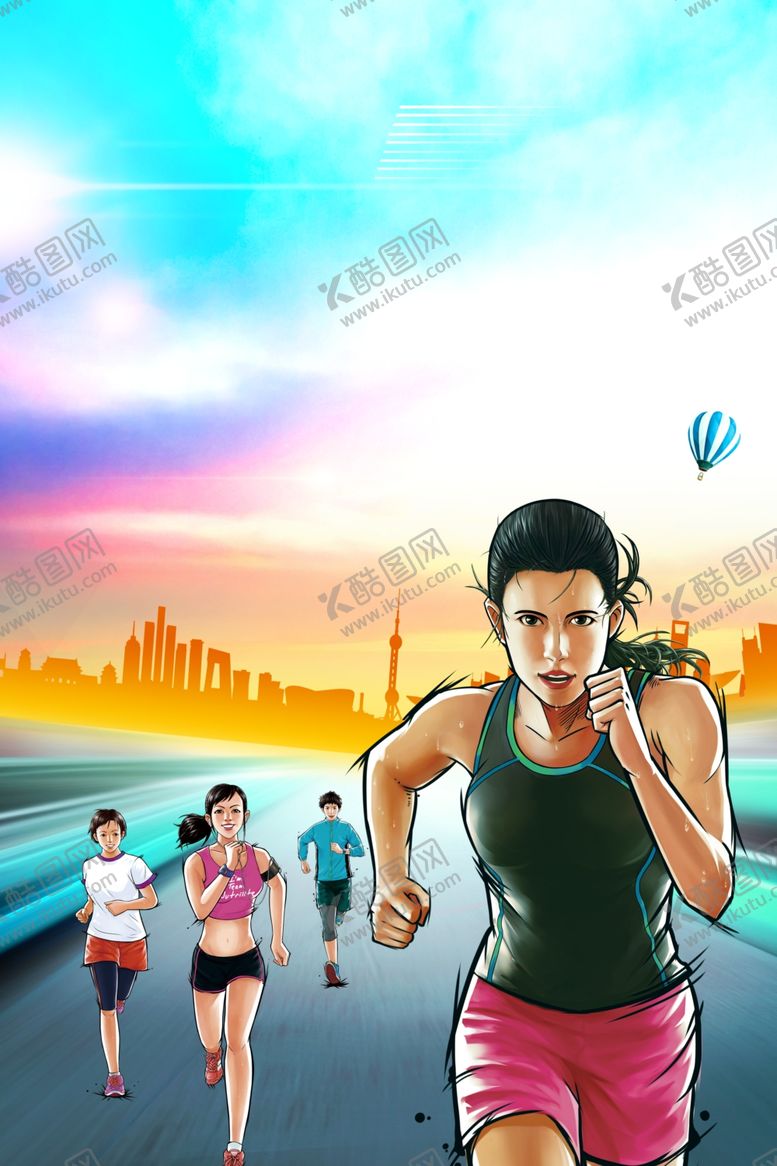 编号：95716306301659434348【酷图网】源文件下载-卡通马拉松跑步背景