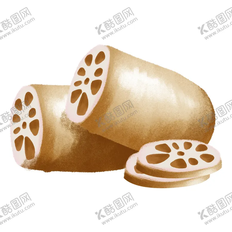 编号：67350109282340549531【酷图网】源文件下载-切开的莲藕插画