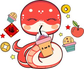 蛇年吉祥物插图素材可爱小海报