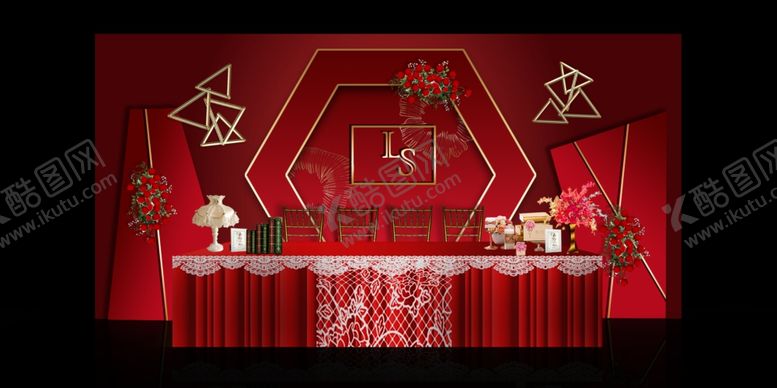 编号：76143410120815176084【酷图网】源文件下载-几何简约红色婚礼