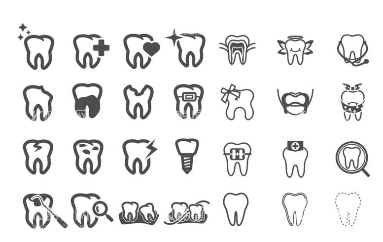 编号：28813312040558421366【酷图网】源文件下载-扁平化牙齿图标