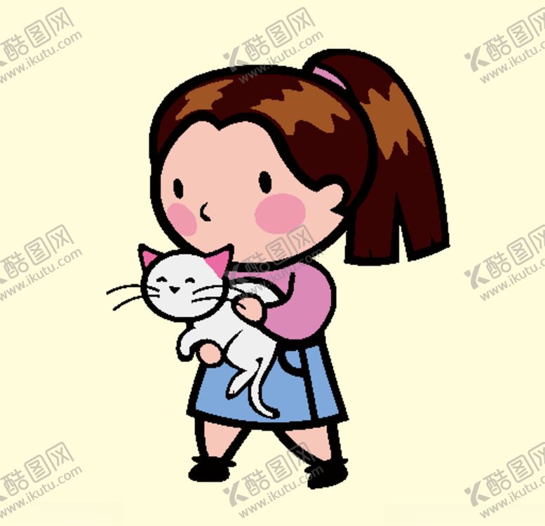 编号：33106806261340162564【酷图网】源文件下载-抱着猫咪的女孩