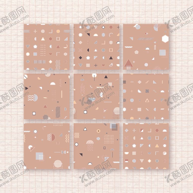 编号：47440410200148096850【酷图网】源文件下载-粉红孟菲斯图案背景矢量集