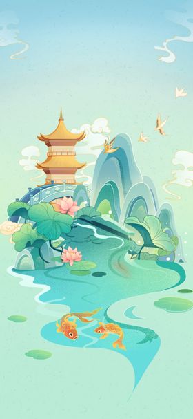 国潮装饰中风元素飞天敦煌