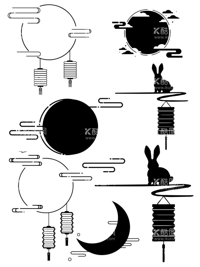 编号：19823609161857299614【酷图网】源文件下载-中国风矢量素材花梨月兔子灯