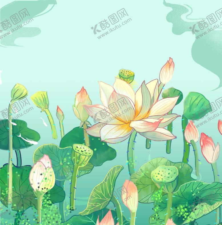 编号：90375712101813407305【酷图网】源文件下载-荷花插画