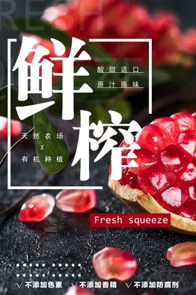 鲜榨果汁石榴果汁海报石榴