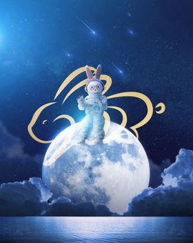 星际宇航员科幻风兔年海报